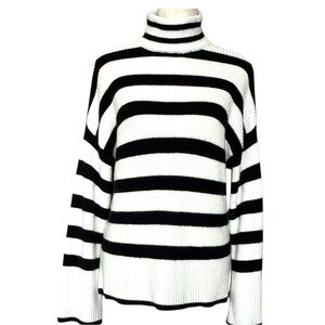 White House Black Market Striped Mock Neck Sweater Cashmere Blend Sz S